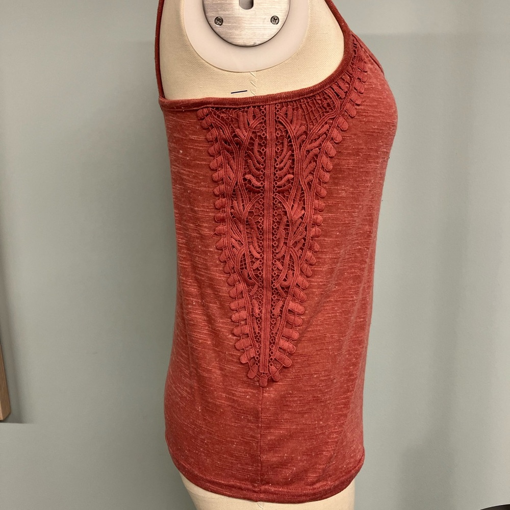 Size Medium Salmon Colored TankTop with Lace Panels on sides